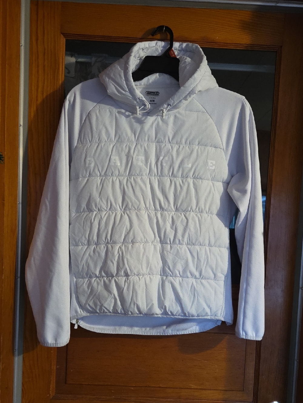 White Quilted Hooded Pullover